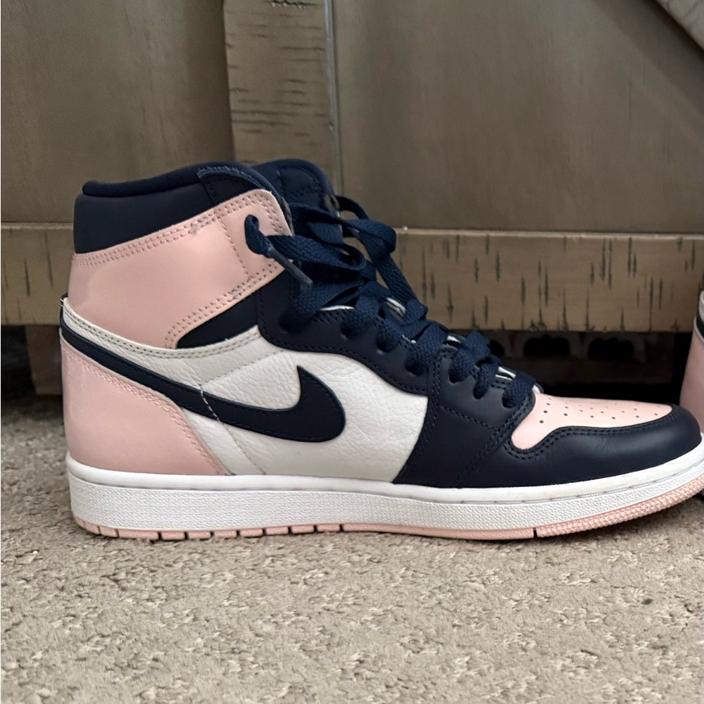 Nike Jordan’s women's High-Top Sneakers - Bubblegum-Pink, Navy, and White